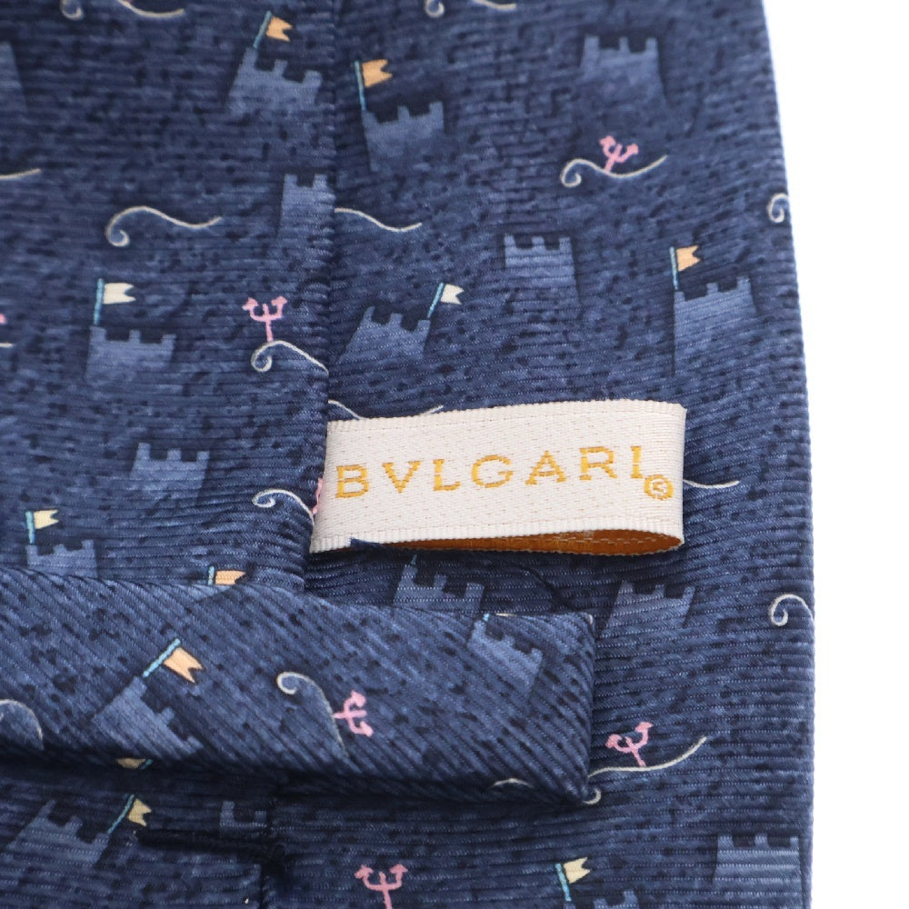 BVLGARI(ブルガリ) 総柄 シルク ネクタイ ネイビー
