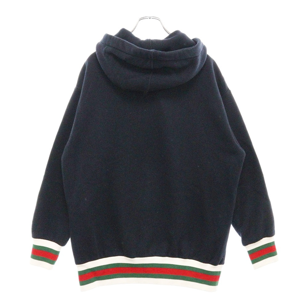 GUCCI(グッチ) 23AW フロント GGロゴ刺繍 ハーフジップ コットン パーカー ネイビー 717410 XJEVX