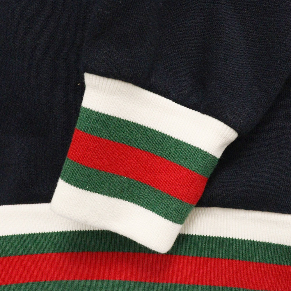 GUCCI(グッチ) 23AW フロント GGロゴ刺繍 ハーフジップ コットン パーカー ネイビー 717410 XJEVX