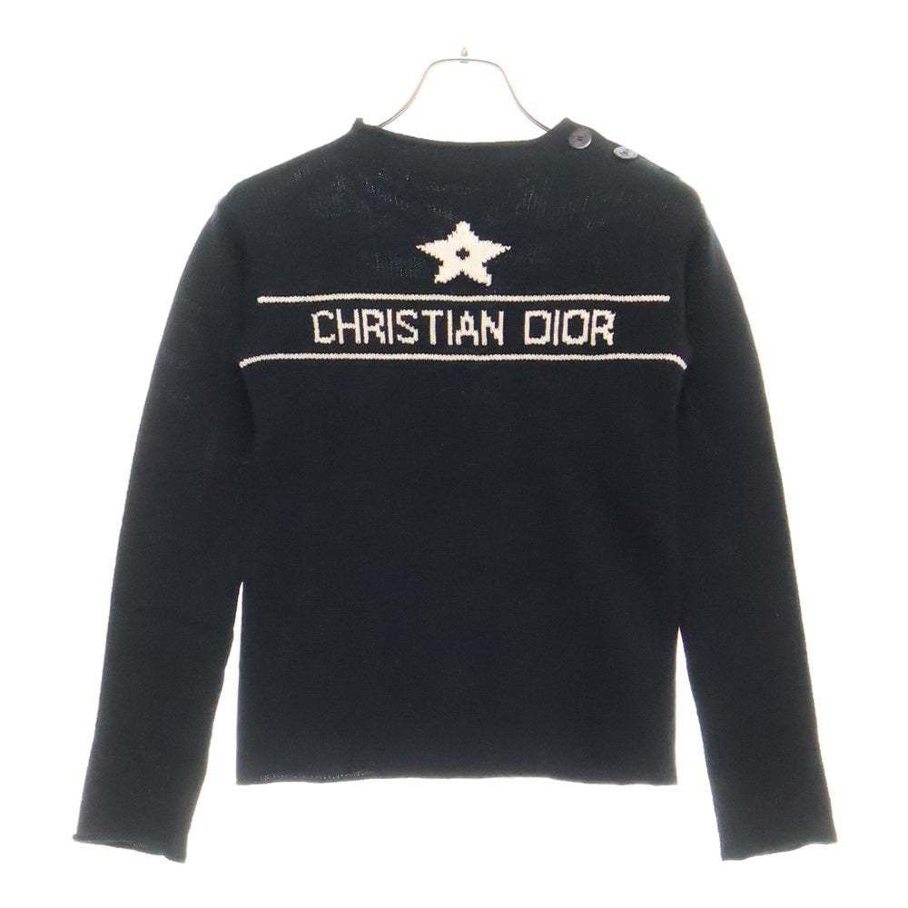 Christian Dior(クリスチャンディオール) 24SS レディース フロントロゴ ショルダーボタン カシミヤ ニット セーター ブラック 244S94AM054