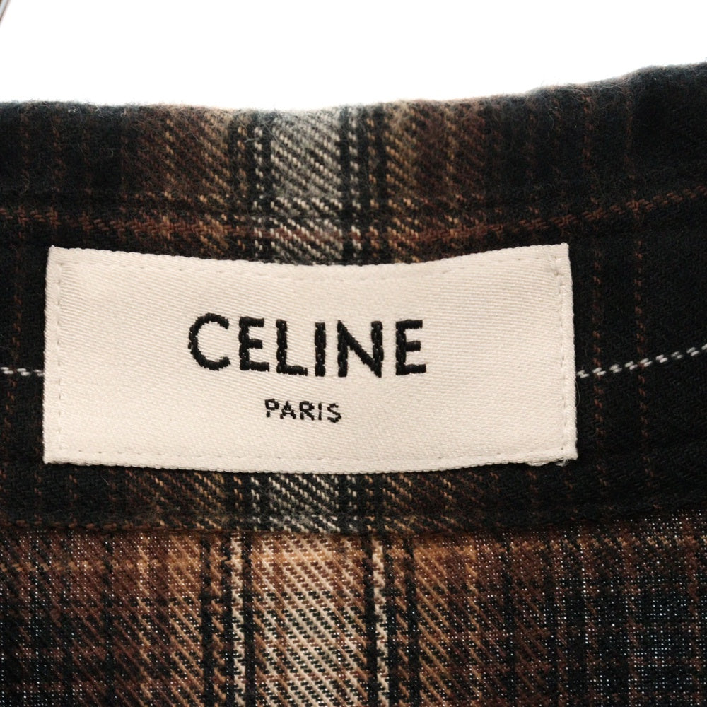 CELINE(セリーヌ) 23SS オーバーサイズチェックシャツ ブラウン 2C486821S