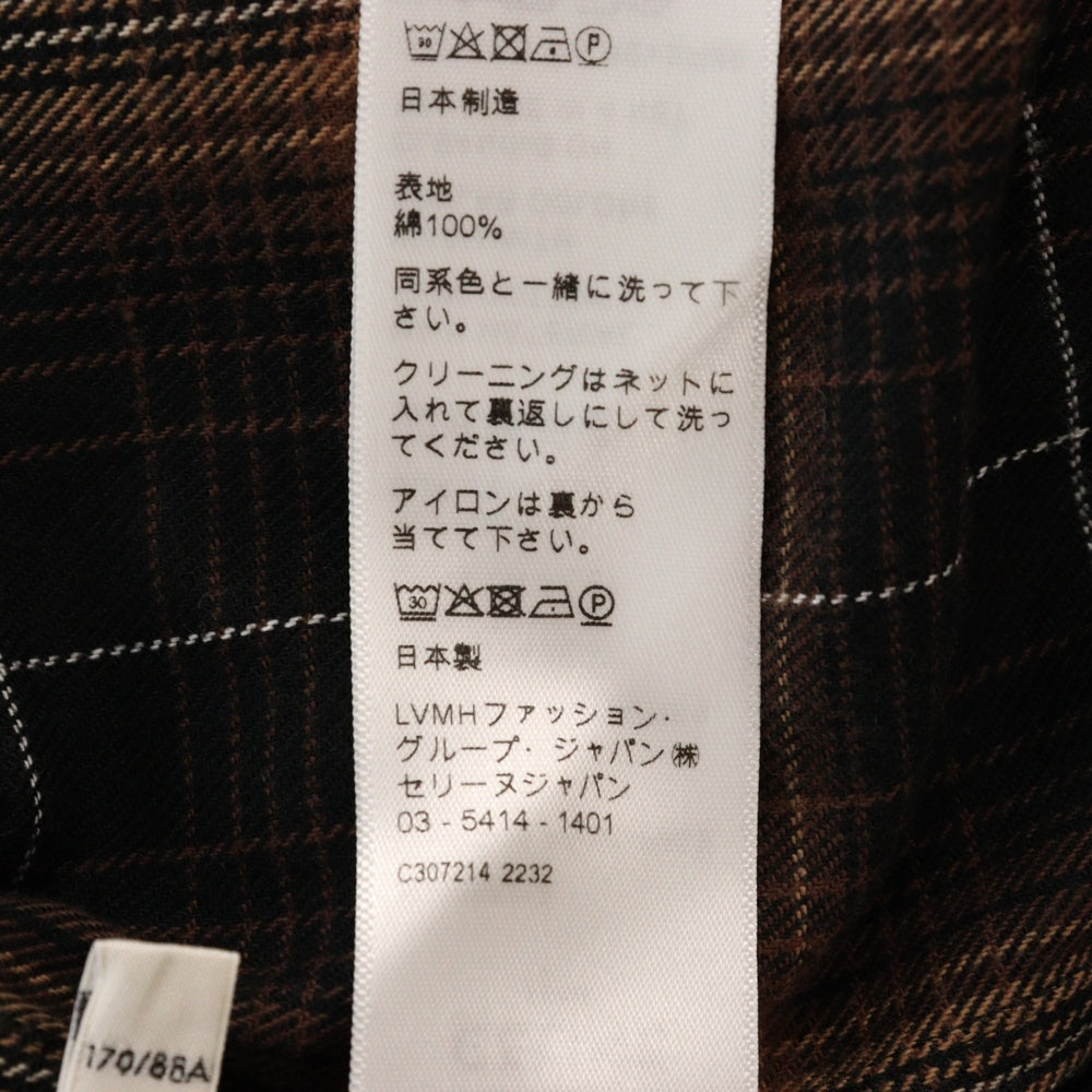 CELINE(セリーヌ) 23SS オーバーサイズチェックシャツ ブラウン 2C486821S