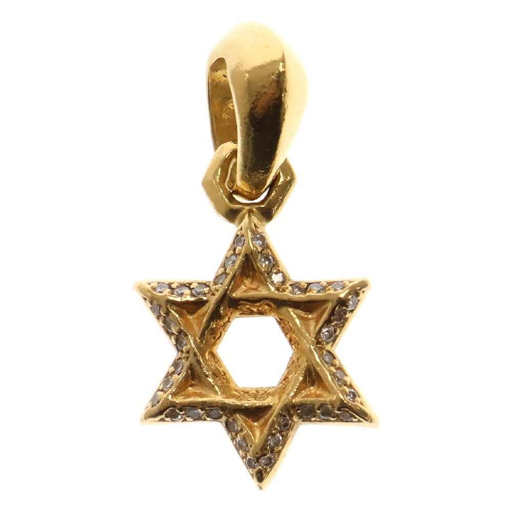 CHROME HEARTS(クロムハーツ) 22K STAR OF DAVID P/DMND スターオブダビデチャーム PAVEダイヤ ゴールドネックレストップ ゴールド