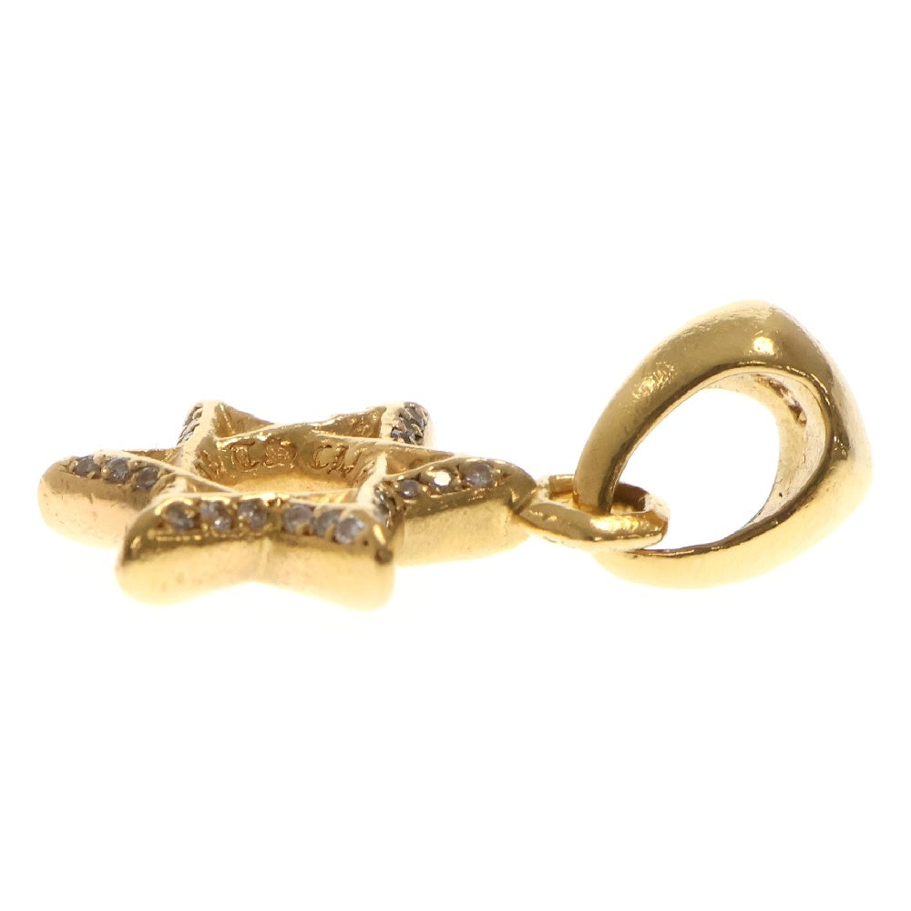 CHROME HEARTS(クロムハーツ) 22K STAR OF DAVID P/DMND スターオブダビデチャーム PAVEダイヤ ゴールドネックレストップ ゴールド