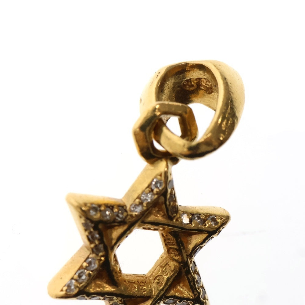 CHROME HEARTS(クロムハーツ) 22K STAR OF DAVID P/DMND スターオブダビデチャーム PAVEダイヤ ゴールドネックレストップ ゴールド