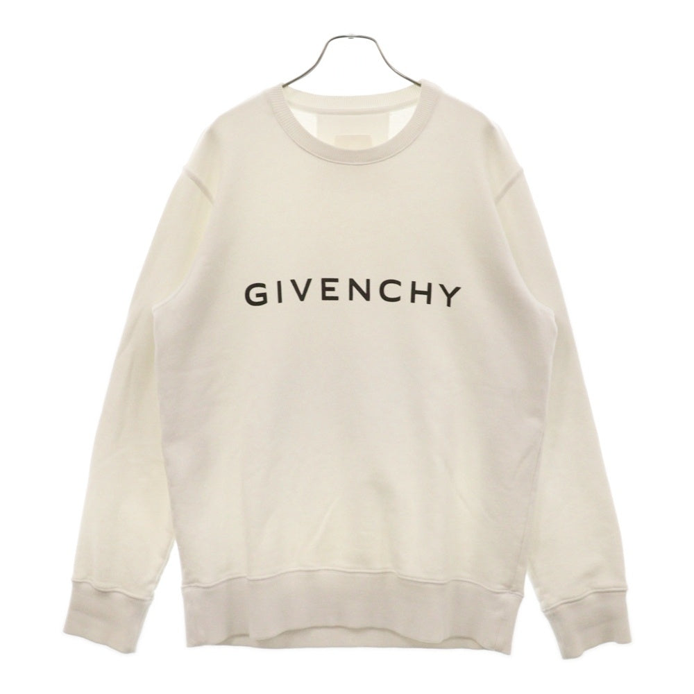GIVENCHY(ジバンシィ) LOGO SLIM FIT ロゴプリント スリムフィット クルーネック 長袖スウェット ホワイト BMJ0HA3YAC