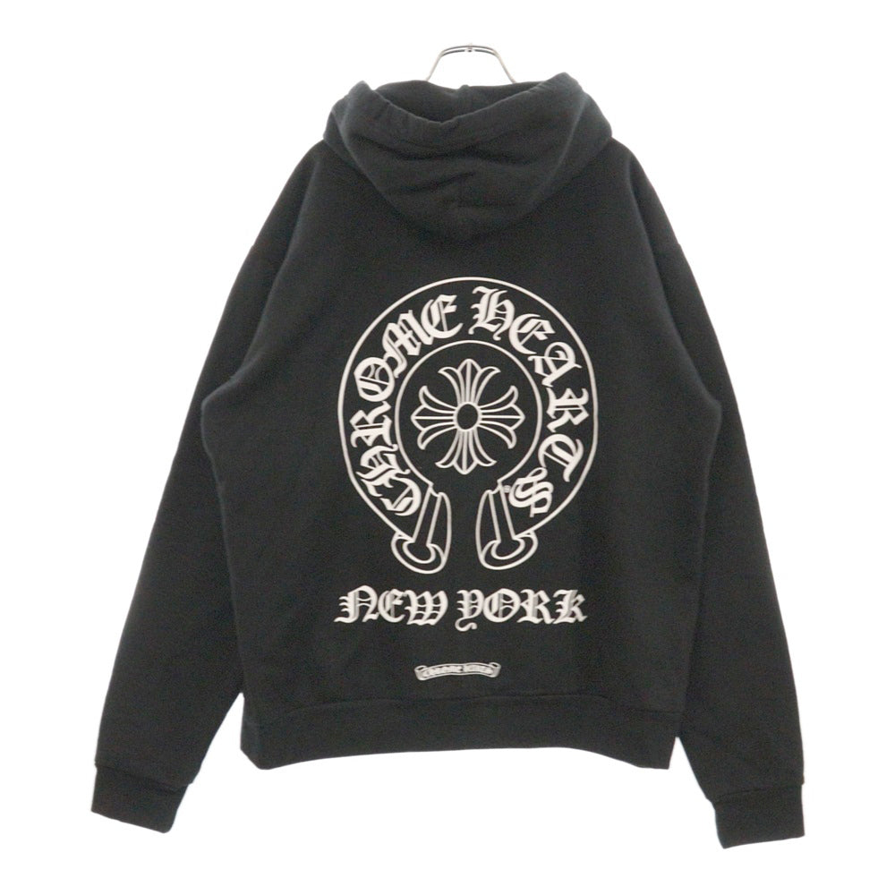 CHROME HEARTS(クロムハーツ) SWTSHRT PLVR ニューヨーク限定 ホースシューバックプリント プルオーバーパーカー ブラック/ホワイト