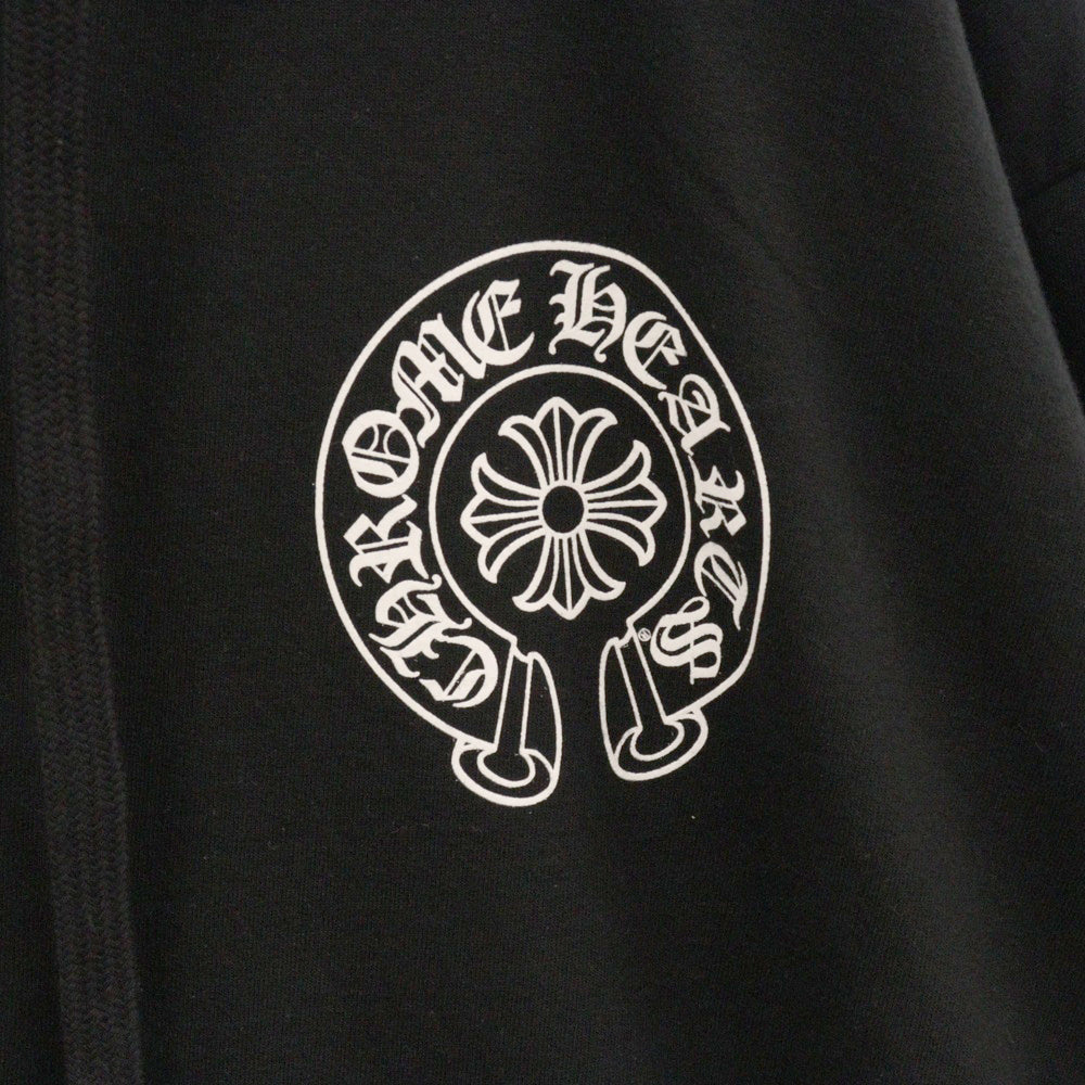 CHROME HEARTS(クロムハーツ) SWTSHRT PLVR ニューヨーク限定 ホースシューバックプリント プルオーバーパーカー ブラック/ホワイト