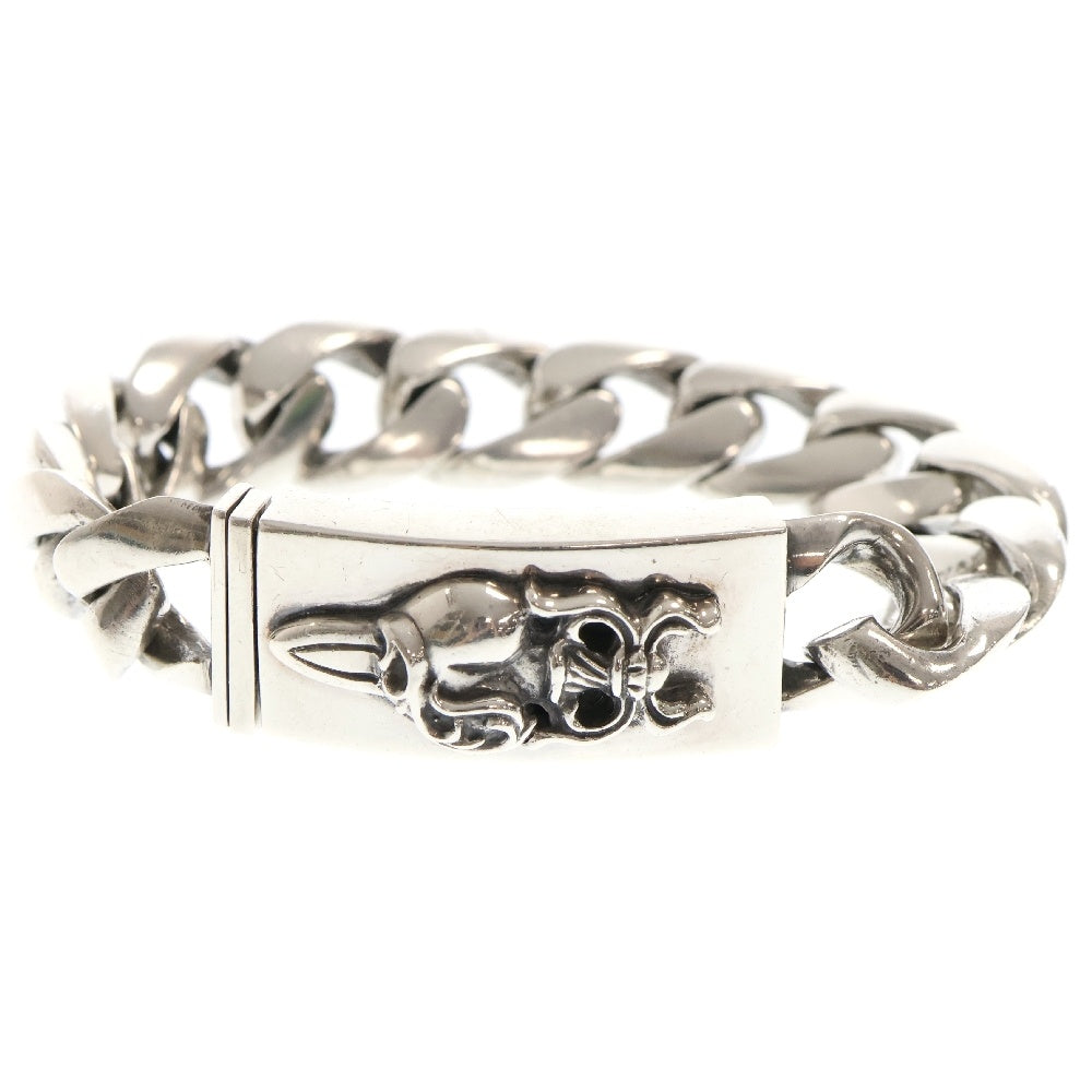 CHROME HEARTS(クロムハーツ) ID DGGR HEART 12LINK ダガーハートショートIDクラシックリンク シルバーブレスレット オールド