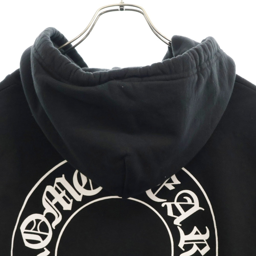 CHROME HEARTS(クロムハーツ) HORSESHOE PULLOVER HOODIE ホースシュープリント アームフローラル スウェットプルオーバーパーカー ブラック