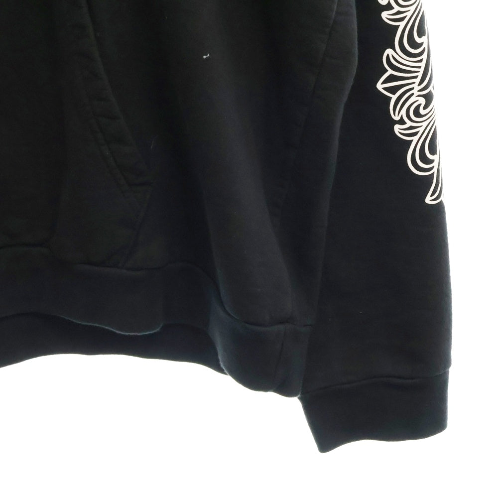 CHROME HEARTS(クロムハーツ) HORSESHOE PULLOVER HOODIE ホースシュープリント アームフローラル スウェットプルオーバーパーカー ブラック
