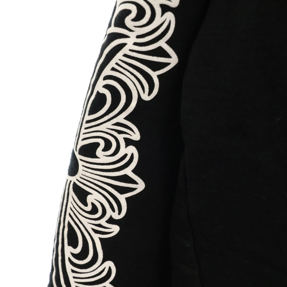 CHROME HEARTS(クロムハーツ) HORSESHOE PULLOVER HOODIE ホースシュープリント アームフローラル スウェットプルオーバーパーカー ブラック