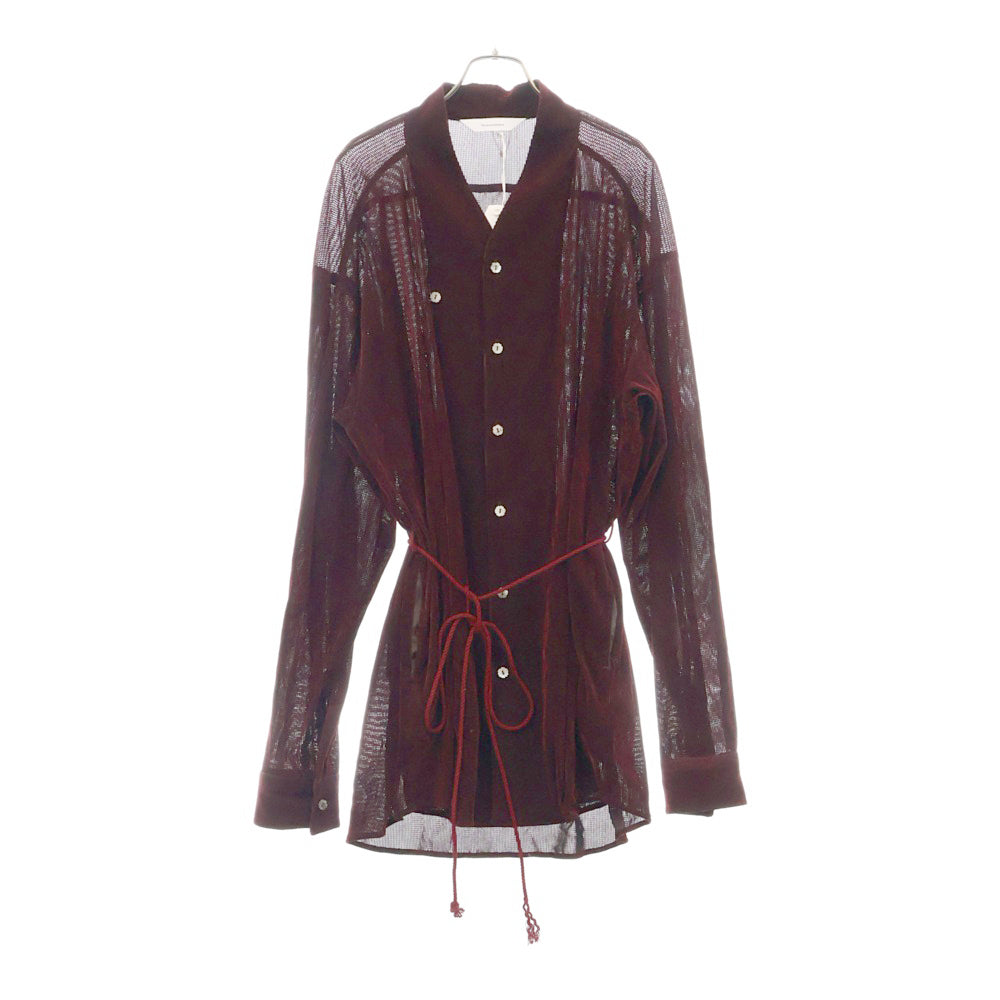 Sasquatchfabrix.(サスクワッチファブリックス) 24AW VELVET MESH WA-NECK SHIRT 24AW-SY9-006 メッシュベロア ワーネックシャツ レッド レディース