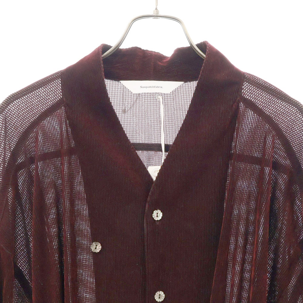 Sasquatchfabrix.(サスクワッチファブリックス) 24AW VELVET MESH WA-NECK SHIRT 24AW-SY9-006 メッシュベロア ワーネックシャツ レッド レディース
