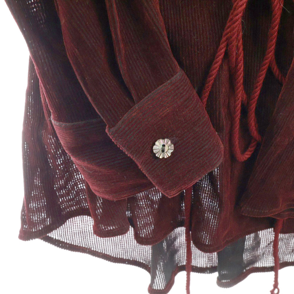 Sasquatchfabrix.(サスクワッチファブリックス) 24AW VELVET MESH WA-NECK SHIRT 24AW-SY9-006 メッシュベロア ワーネックシャツ レッド レディース