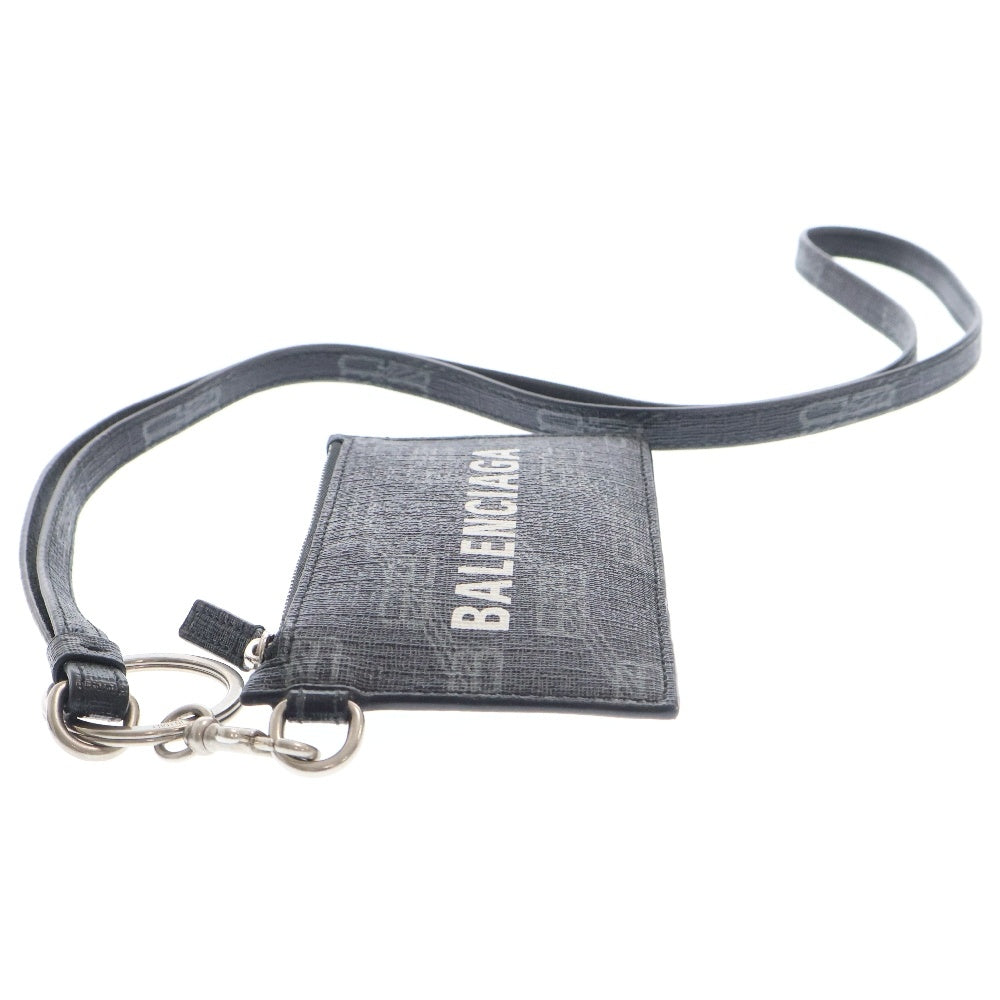 BALENCIAGA(バレンシアガ) CASH BBモノグラムロゴ ストラップ付 カードケース コインケース ブラック 594548