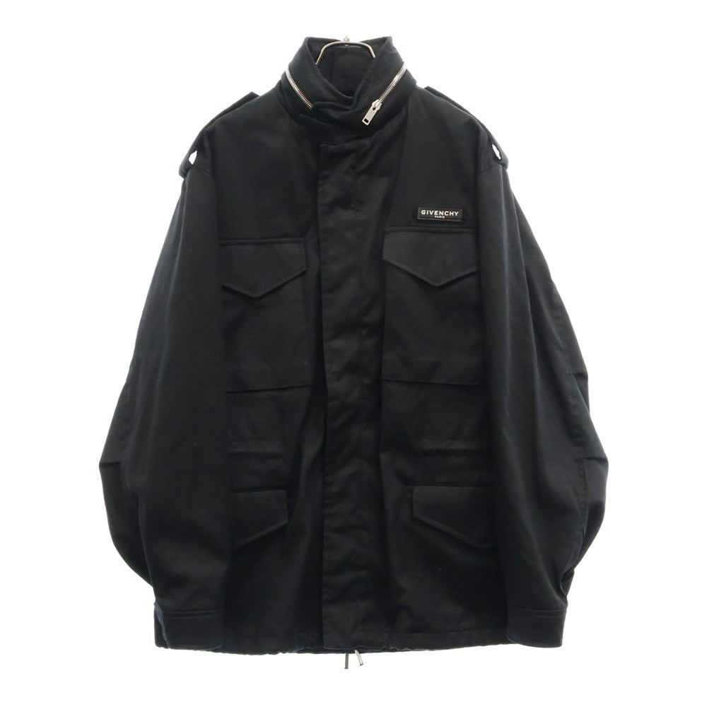 GIVENCHY(ジバンシィ) レザーロゴワッペン付き フィールドジャケット ミリタリージャケット ブラック BM00HN1Y7C