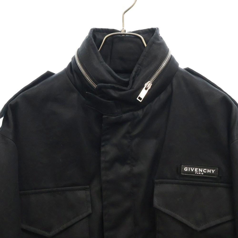 GIVENCHY(ジバンシィ) レザーロゴワッペン付き フィールドジャケット ミリタリージャケット ブラック BM00HN1Y7C