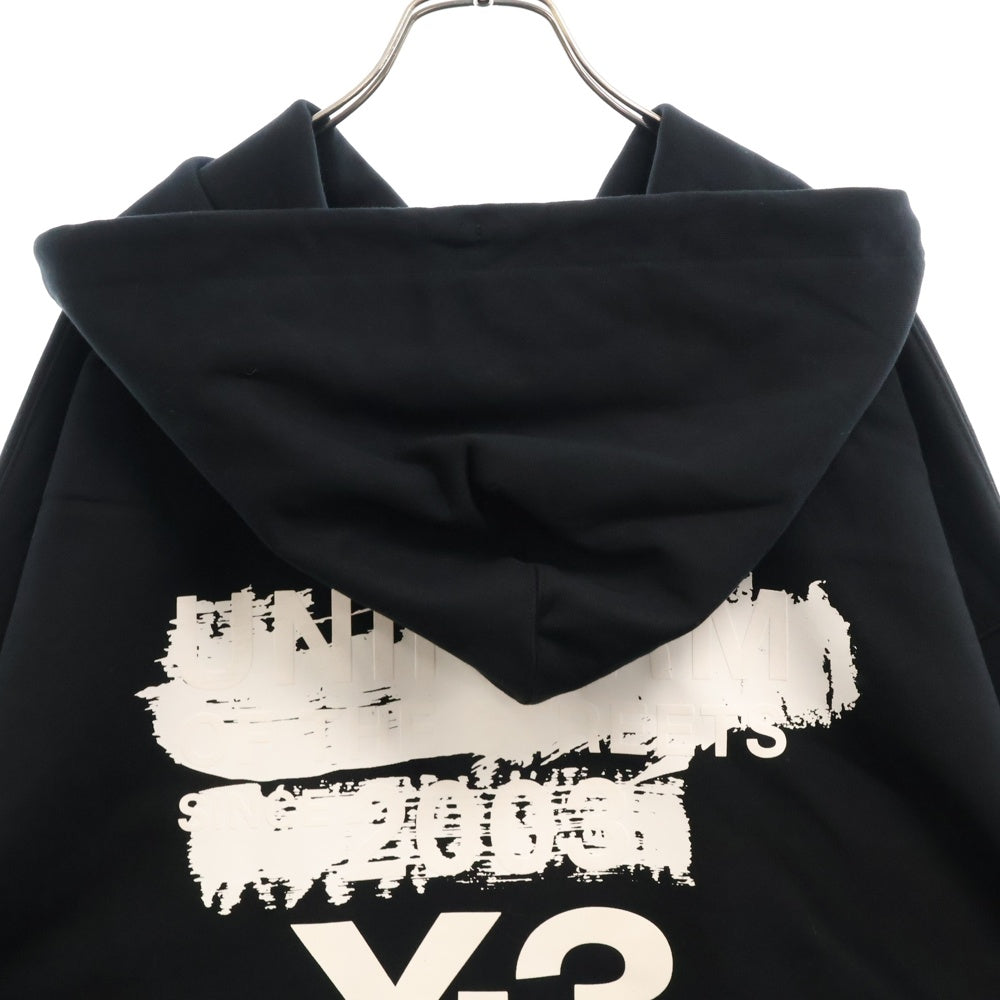 Y-3(ワイスリー) U GFX HOODIE グラフィックプリント プルオーバージャケット ブラック JN4882