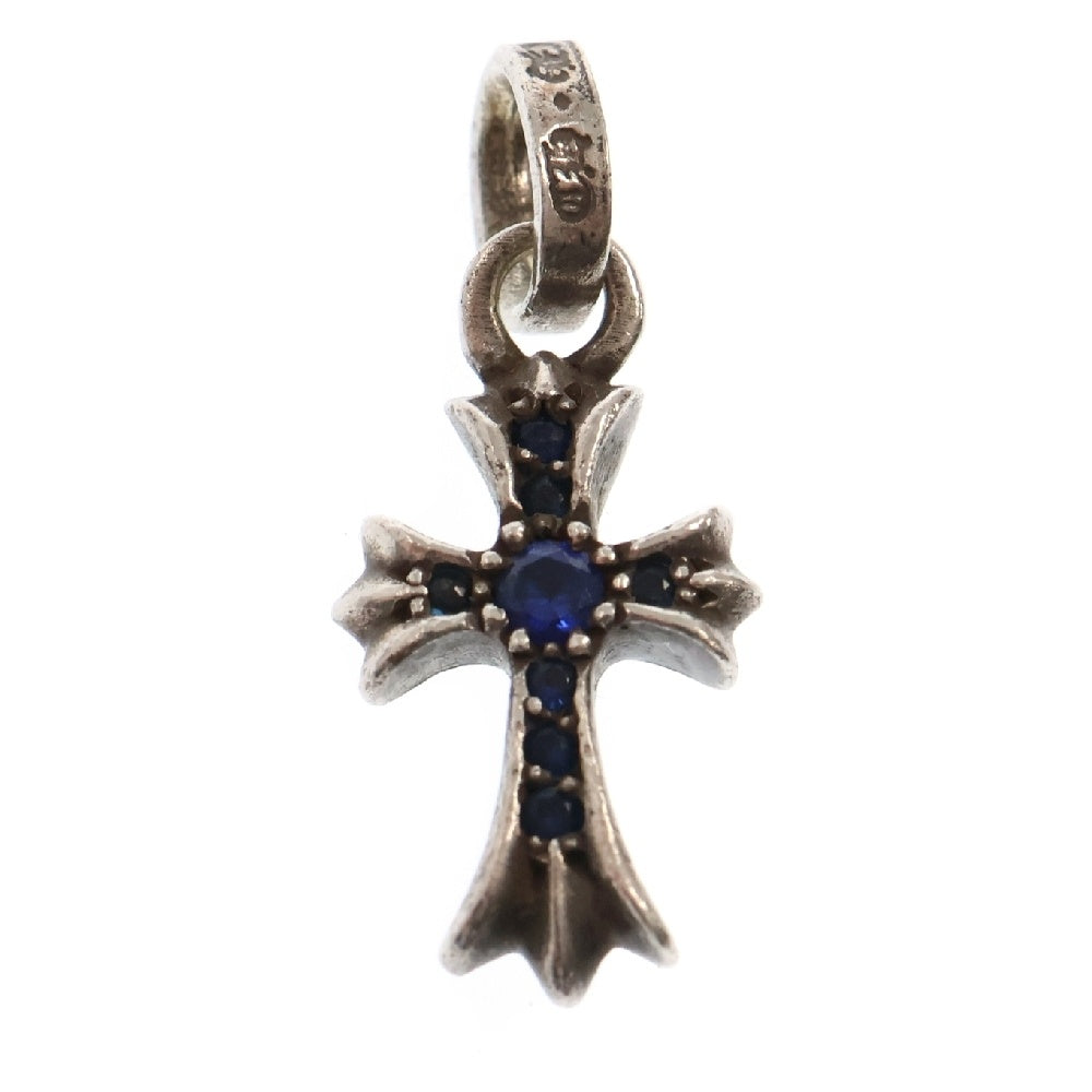 CHROME HEARTS(クロムハーツ) CRS BBYFAT P SAP ベイビーファットクロス PAVEサファイア ペンダントトップ シルバー BCA236