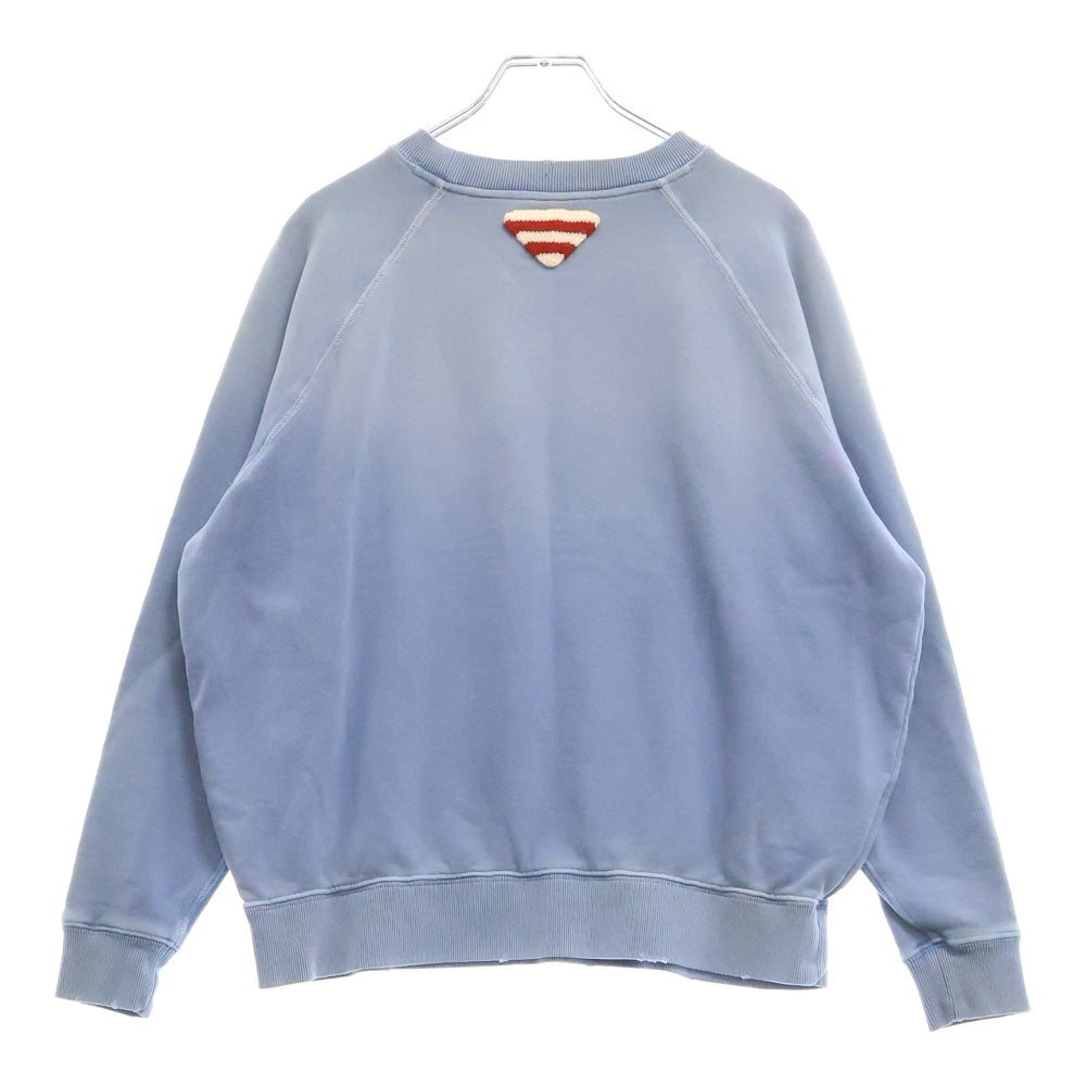 PRADA(プラダ) 25SS VINTAGE EFFECT BLUE SWEATSHIRT カレッジロゴプリント クルーネック 長袖スウェット ブルー レディース 134714