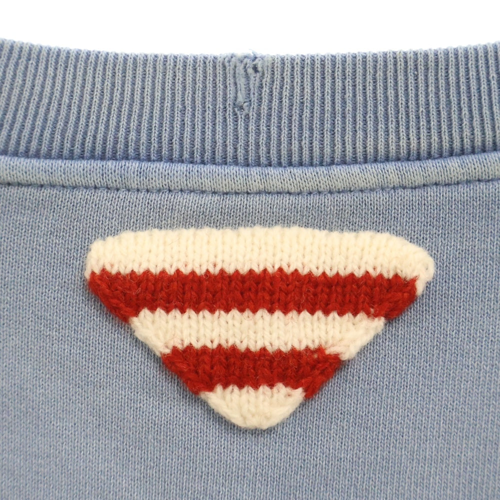 PRADA(プラダ) 25SS VINTAGE EFFECT BLUE SWEATSHIRT カレッジロゴプリント クルーネック 長袖スウェット ブルー レディース 134714