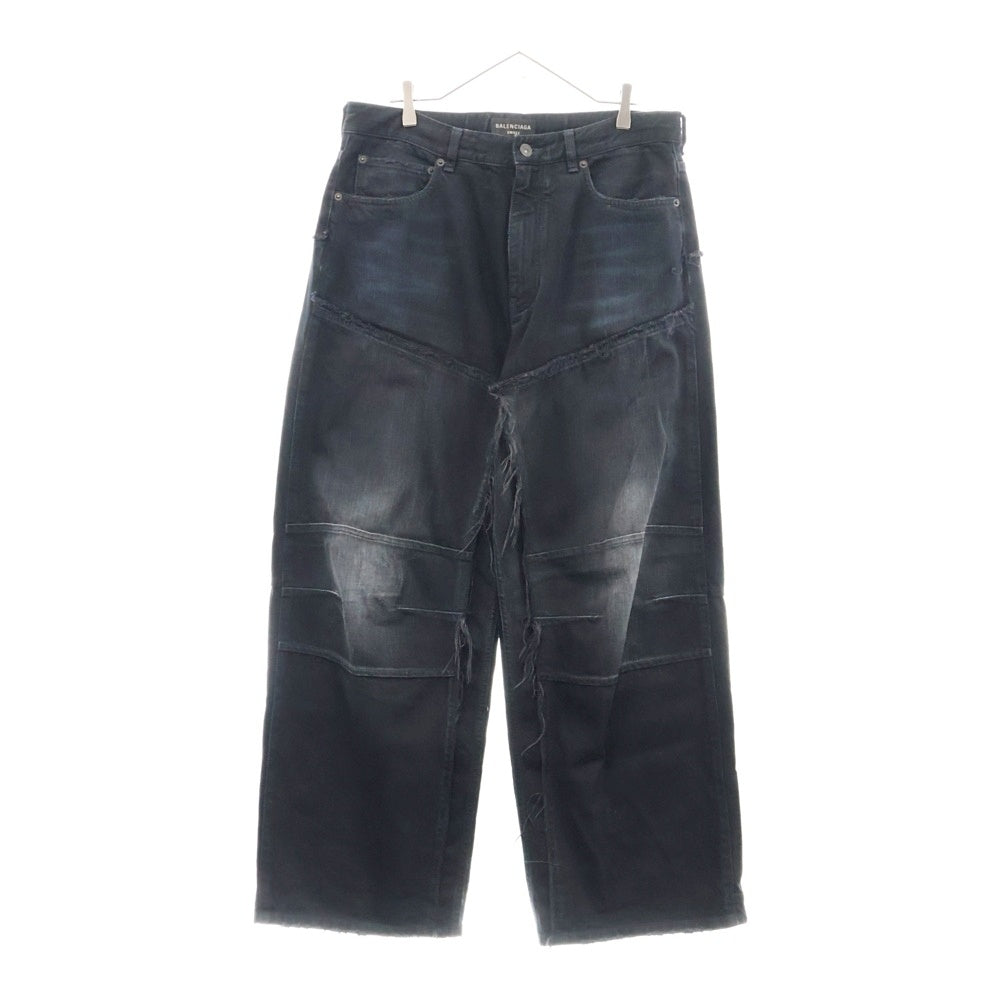 BALENCIAGA(バレンシアガ) ダブルニーワイドデニムパンツ ブラック 809444 TRW58