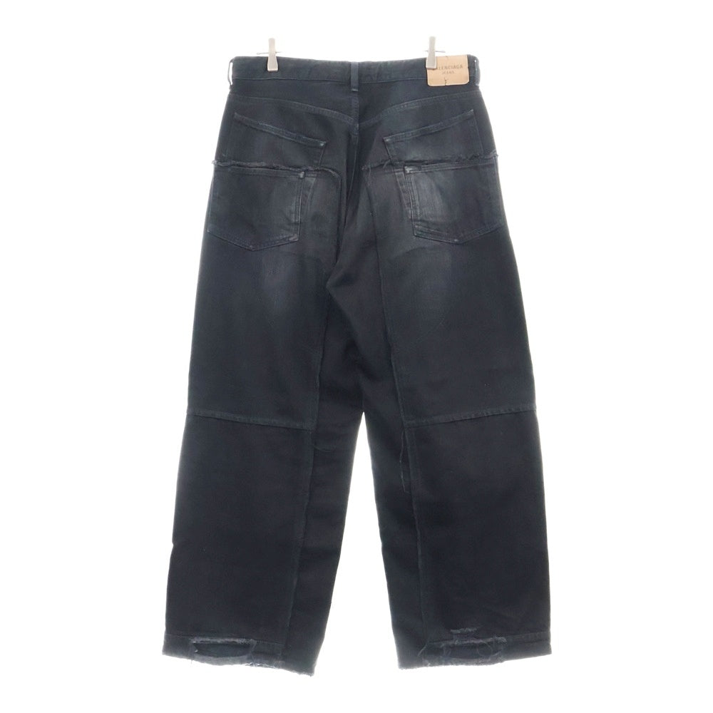 BALENCIAGA(バレンシアガ) ダブルニーワイドデニムパンツ ブラック 809444 TRW58