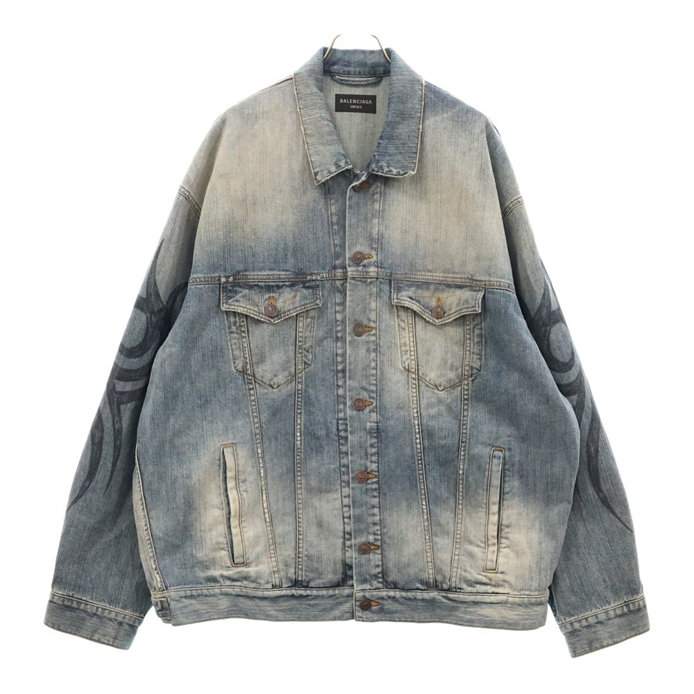 BALENCIAGA(バレンシアガ) Y2K袖トライバルデニムジャケット インディゴ 809457 TRW77