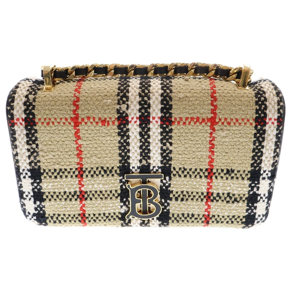 BURBERRY(バーバリー) Mini Lola ミニ ローラ チェック総柄 ツイード ショルダーバッグ ベージュ 8063083