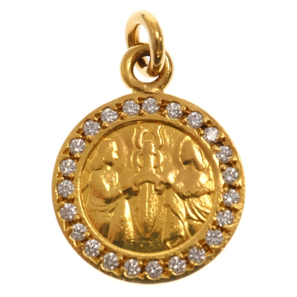 CHROME HEARTS(クロムハーツ) 22K CHRM ANGL MDL P/DIA エンジェルメダル PAVEダイヤ ペンダントトップ ゴールド