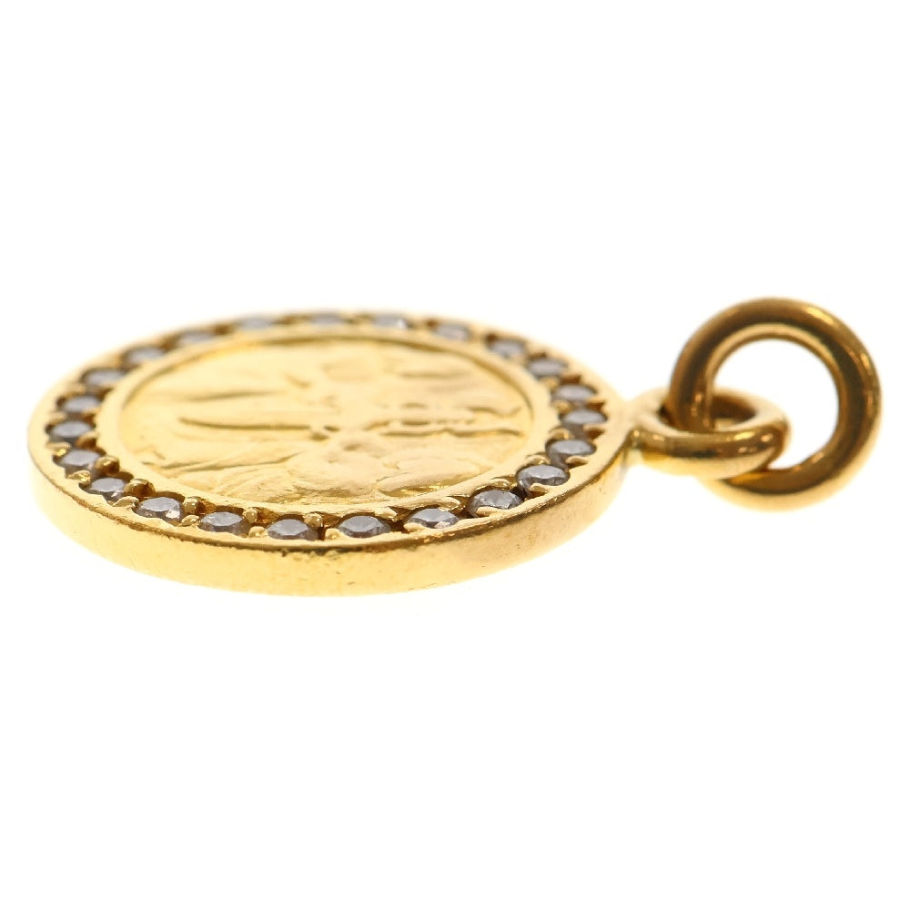 CHROME HEARTS(クロムハーツ) 22K CHRM ANGL MDL P/DIA エンジェルメダル PAVEダイヤ ペンダントトップ ゴールド
