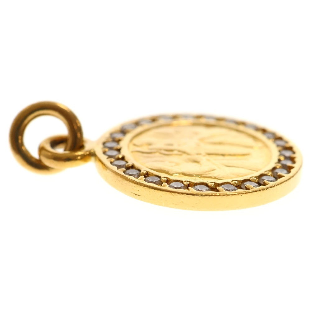 CHROME HEARTS(クロムハーツ) 22K CHRM ANGL MDL P/DIA エンジェルメダル PAVEダイヤ ペンダントトップ ゴールド