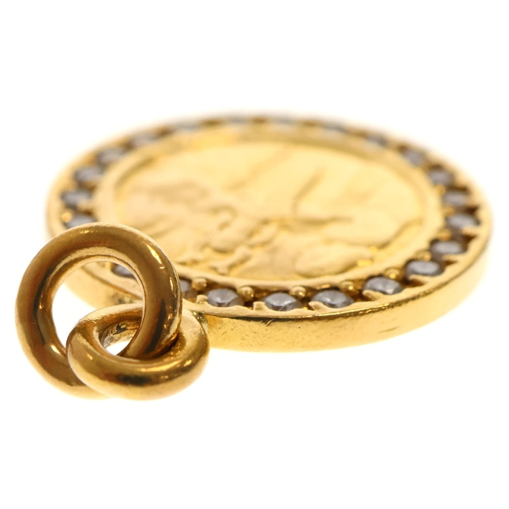 CHROME HEARTS(クロムハーツ) 22K CHRM ANGL MDL P/DIA エンジェルメダル PAVEダイヤ ペンダントトップ ゴールド