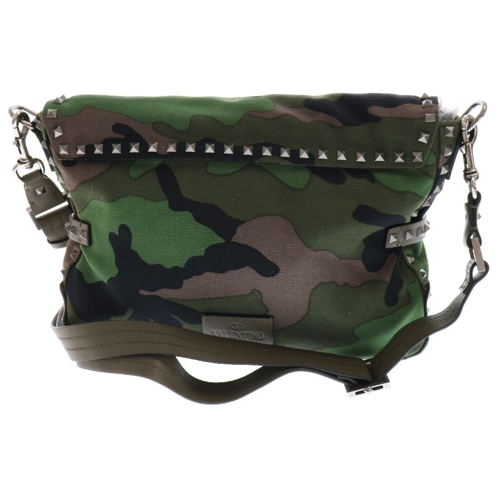 VALENTINO(ヴァレンチノ) カモフラージュ ロックスタッズ付 メッセンジャーバッグ グリーン