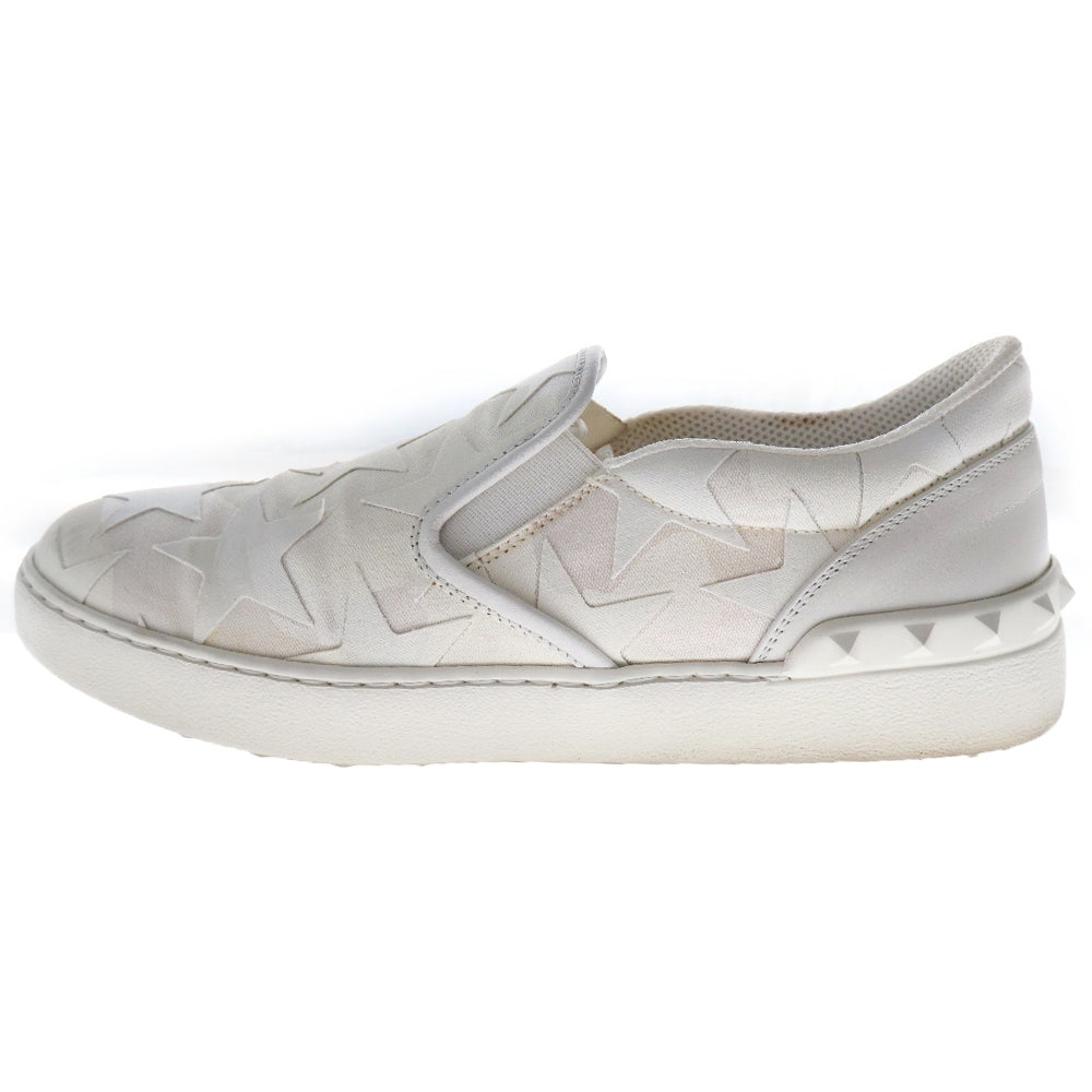 VALENTINO(ヴァレンチノ) 17AW スター 総柄 ロックラバースタッズ付 ローカットシューズ スリッポン ホワイト MY2S0835
