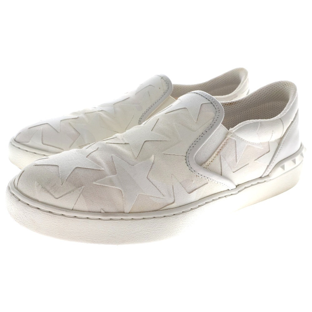 VALENTINO(ヴァレンチノ) 17AW スター 総柄 ロックラバースタッズ付 ローカットシューズ スリッポン ホワイト MY2S0835