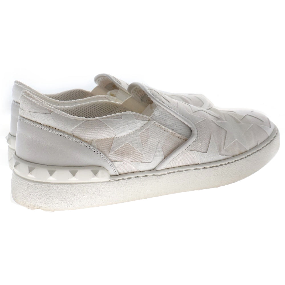 VALENTINO(ヴァレンチノ) 17AW スター 総柄 ロックラバースタッズ付 ローカットシューズ スリッポン ホワイト MY2S0835