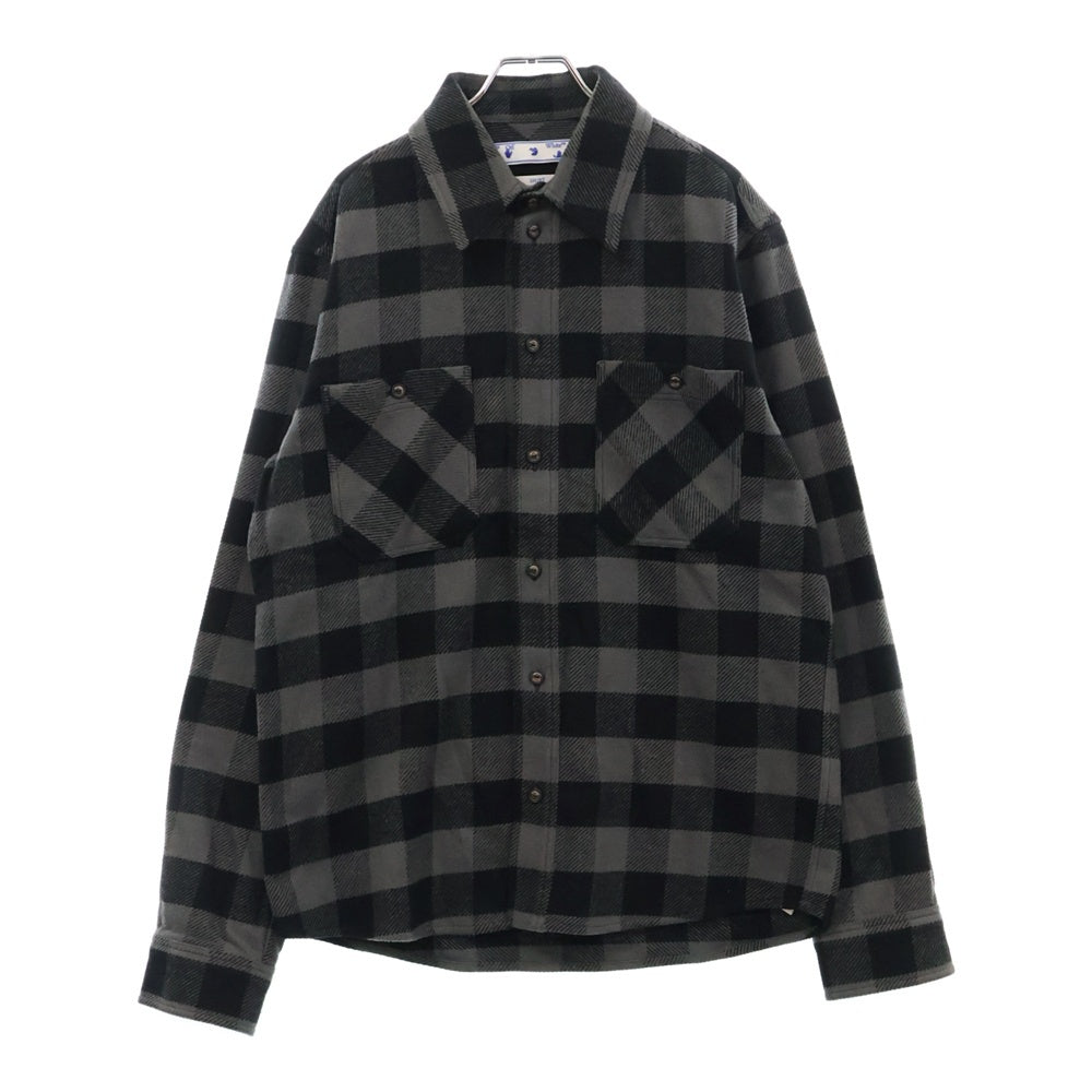 OFF-WHITE(オフホワイト) 21AW Plaid Flannel Shirt チェック柄 フランネル 長袖シャツ ブラック/グレー OMGA133F21FAB001