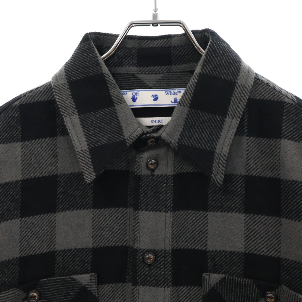 OFF-WHITE(オフホワイト) 21AW Plaid Flannel Shirt チェック柄 フランネル 長袖シャツ ブラック/グレー OMGA133F21FAB001
