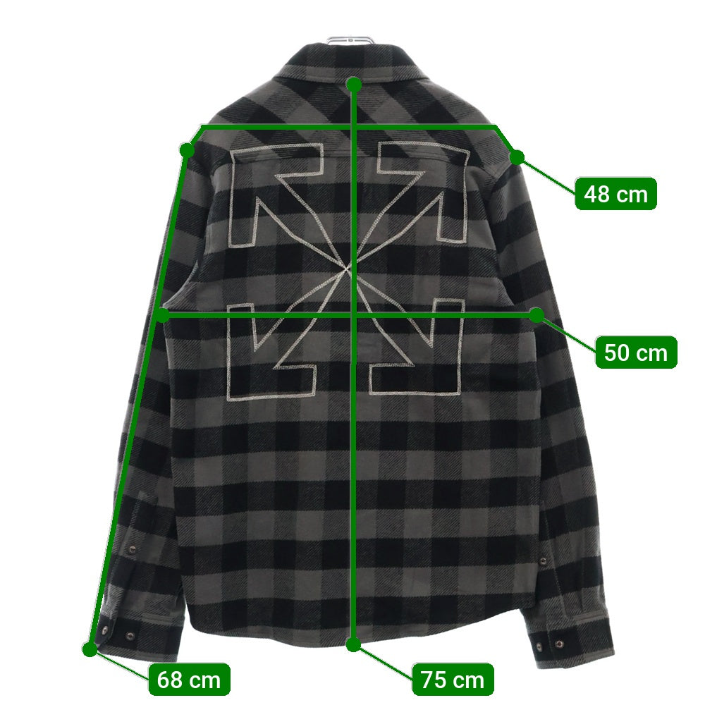 OFF-WHITE(オフホワイト) 21AW Plaid Flannel Shirt チェック柄 フランネル 長袖シャツ ブラック/グレー OMGA133F21FAB001