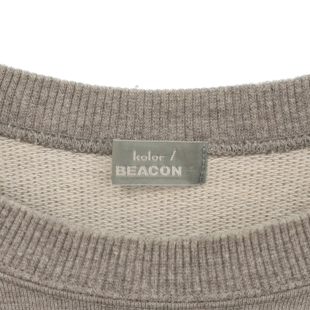 kolor BEACON(カラービーコン) 21SS LOGO SWEAT SHIRT フロントプリント クルーネック 長袖スウェット グレー 21SBM-T05232