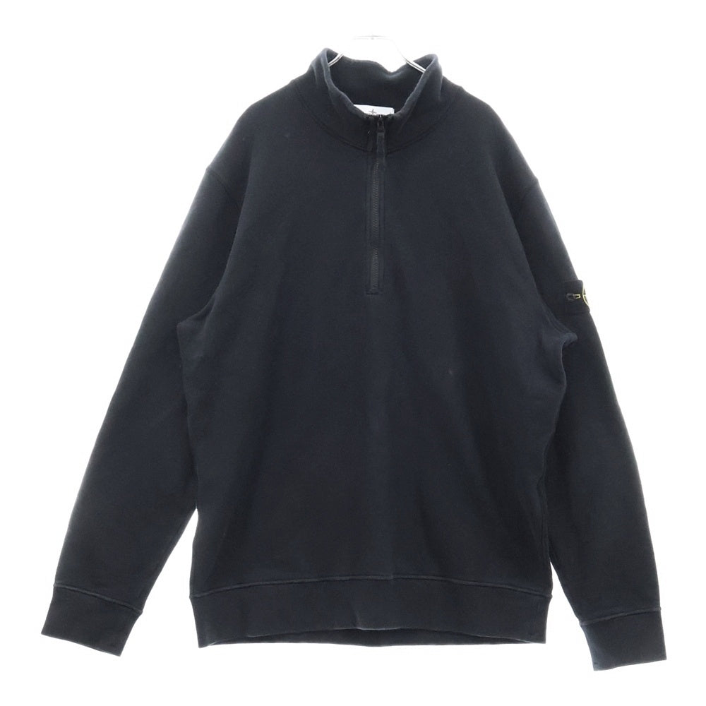 STONE ISLAND(ストーンアイランド) 22AW LogoPatch Halfzip Sweatshirt ロゴワッペン付 ハーフジップ スウェット ブラック 771561920