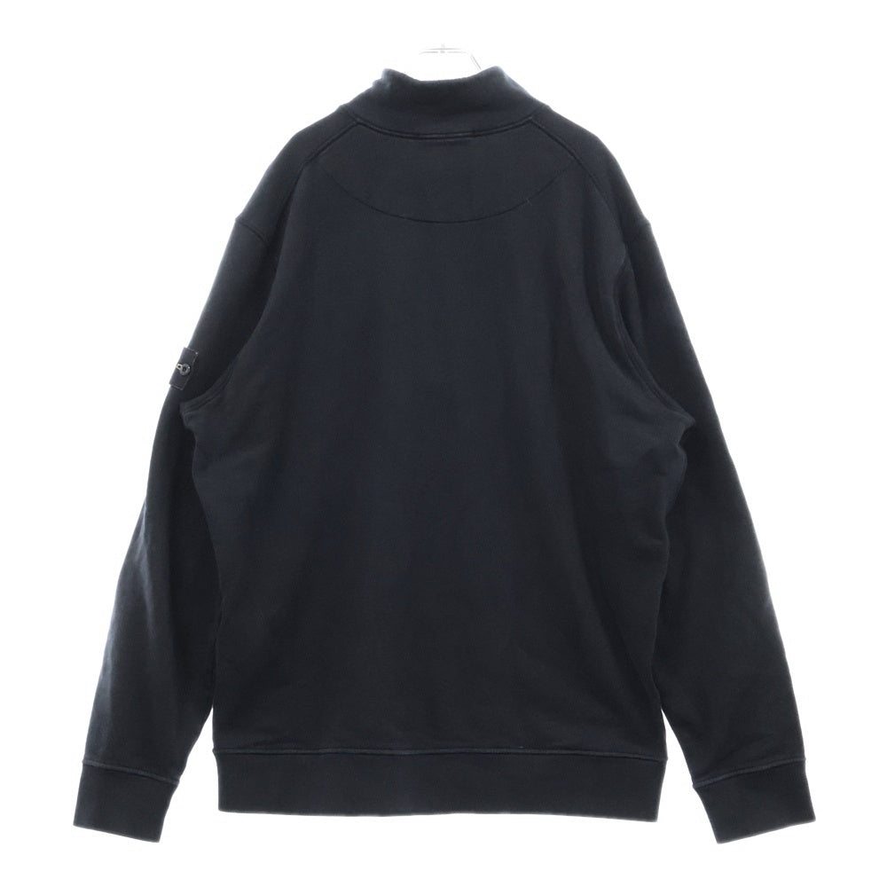 STONE ISLAND(ストーンアイランド) 22AW LogoPatch Halfzip Sweatshirt ロゴワッペン付 ハーフジップ スウェット ブラック 771561920