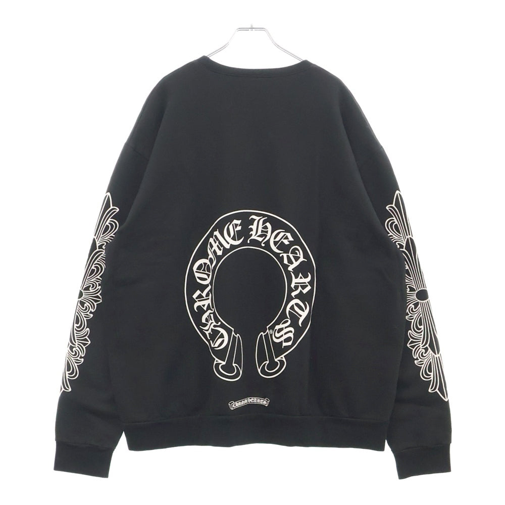 CHROME HEARTS(クロムハーツ) Horseshoe L/S Sweatshirt ホースシュープリント 袖フローラル スウェット ブラック