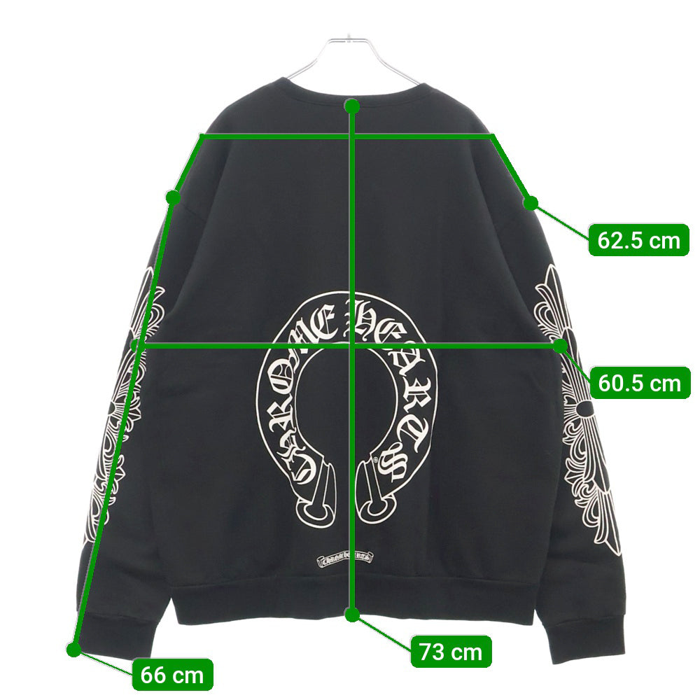 CHROME HEARTS(クロムハーツ) Horseshoe L/S Sweatshirt ホースシュープリント 袖フローラル スウェット ブラック