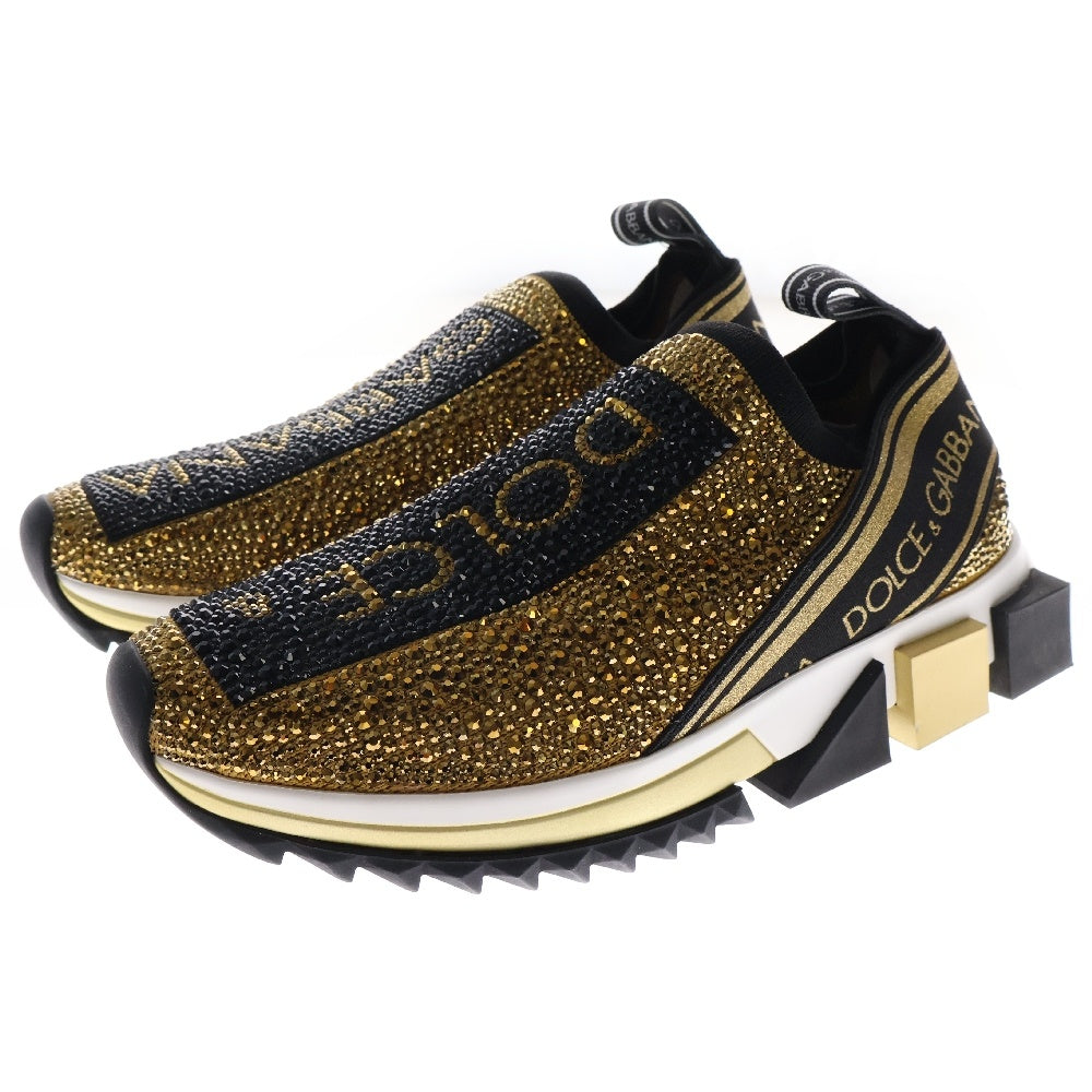 DOLCE & GABBANA(ドルチェアンドガッバーナ) SORRENTO ソレント スワロフスキー レディース ローカットスニーカー ゴールド CK1644 AZ293
