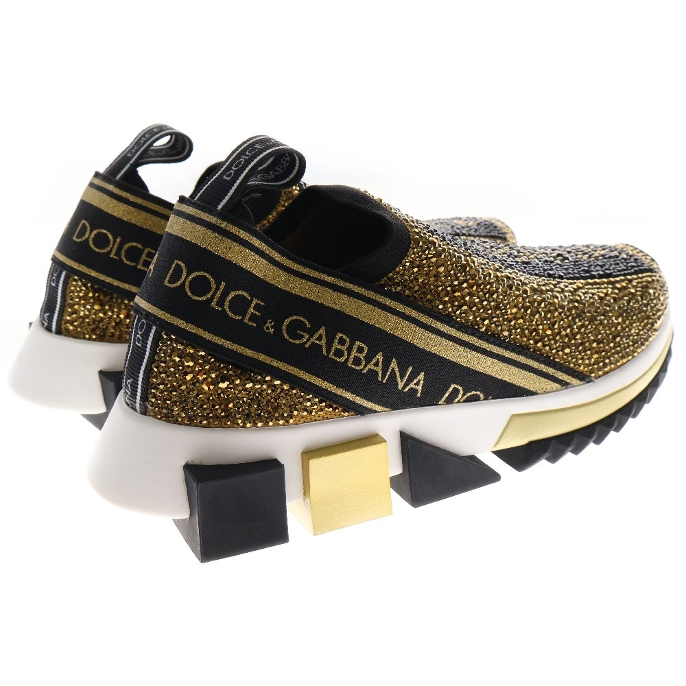 DOLCE & GABBANA(ドルチェアンドガッバーナ) SORRENTO ソレント スワロフスキー レディース ローカットスニーカー ゴールド CK1644 AZ293