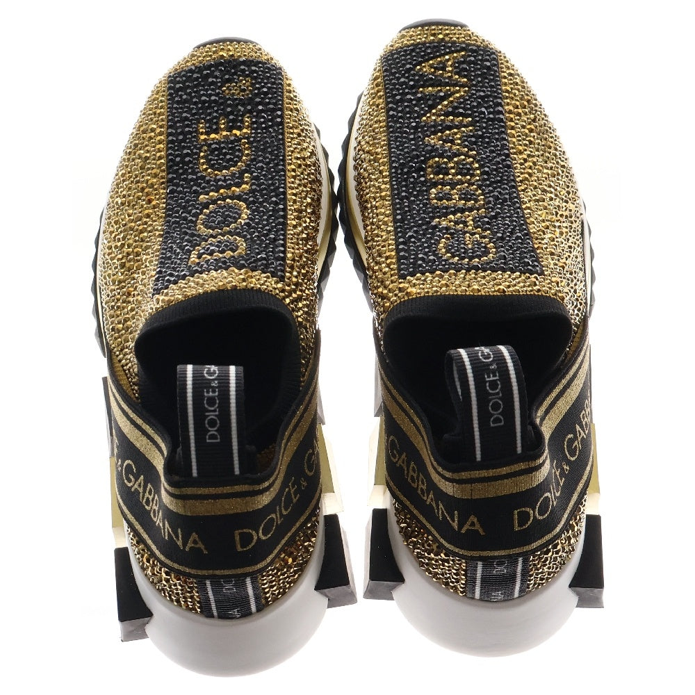 DOLCE & GABBANA(ドルチェアンドガッバーナ) SORRENTO ソレント スワロフスキー レディース ローカットスニーカー ゴールド CK1644 AZ293