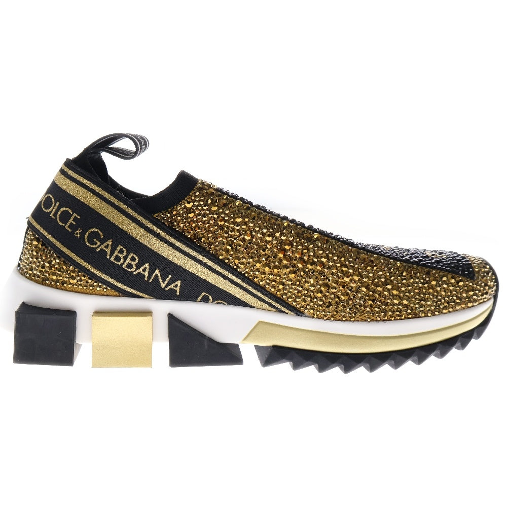 DOLCE & GABBANA(ドルチェアンドガッバーナ) SORRENTO ソレント スワロフスキー レディース ローカットスニーカー ゴールド CK1644 AZ293